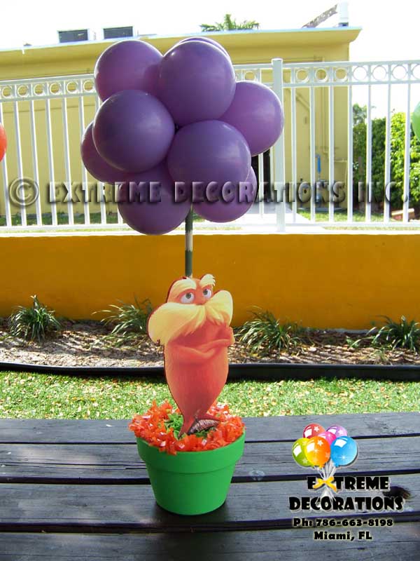 Lorax Kids Party Decoration l Topiary Balloon centerpiece l truffula trees l Miami